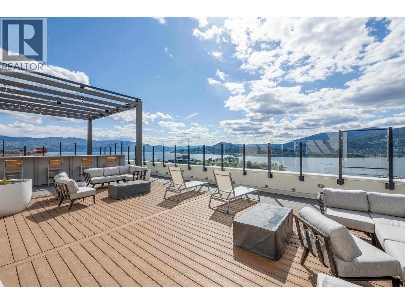 Brooklyn rooftop lounge with lake view